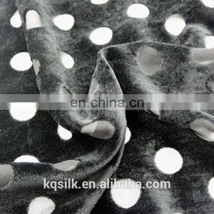 Polka Dot Black Velvet Dress Fabric Imitated Silk Nylon Burnout Velvet Fabric thumbnail-1