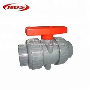OD32mm Gray Color Plastic PVC True Double Union Ball Valve for Water Supply thumbnail-1
