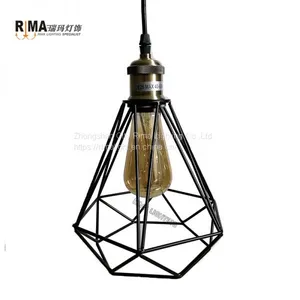 Polygon Wire Metal Industrial Vintage Hanging Lamp Kitchen Island Lighting Fixtures Ceiling Hanging Pendant Lighting thumbnail-1