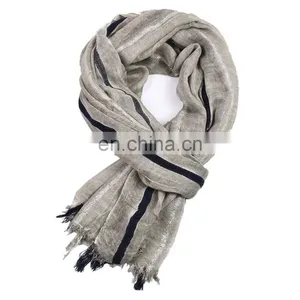 Woman's Scarf Autumn Winter 2021 Cotton and Linen Yarn-dyed Scarf thumbnail-1