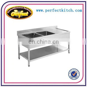 304 201 Stainless Steel Double Bowl Kitchen Sink With Drainboard thumbnail-5