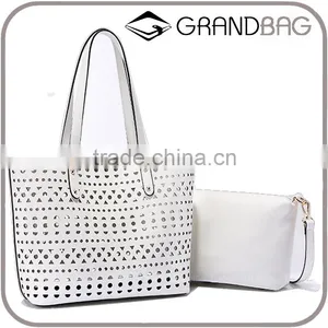 2016 New Design Hollow Out Genuine Leather Young Lady Tote Bag Women Handbag Shouder Bags for Women thumbnail-1