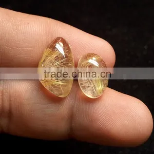 Natural Rutile Cabochon Gemstone / Golden Rutile Stone / Rutilated Quartz thumbnail-4