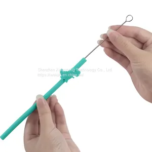 Factory Reusable Dinosaur Silicone Straw BPA Free Foldable Tumbler Silicone Baby Bottle Drinking Straw thumbnail-4
