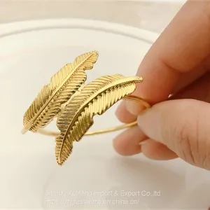 High Quality Metal Decorative Tabletop Tissue Holder Leaf Design Fancy Napkin Ring thumbnail-5