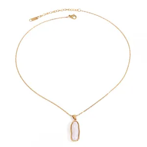 Custom Green Rhinestone Stainless Steel Necklace - 18K Gold Plated Fashion Jewelry thumbnail-4