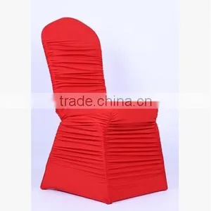 Plum Wrinkle Stretch Banquet Chair Cover, Elegant Ruffled Elastic Spandex Chair Cover thumbnail-2