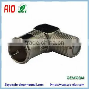 Zinc Right Angle 90 Degree F-Type Female to Push on Quick Male Plug Adapter Connector thumbnail-1