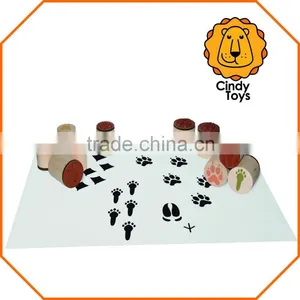 Wooden Rubber Stamp Animal Tracks 10 Pcs for Kids thumbnail-2