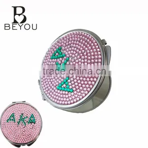 Pink and Green Custom Greek AKA Sorority LOGO Bling Compact Mirror Quality Choice thumbnail-1