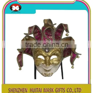 Wholesale Red And Gold Italy Venice Feather Masquerade Mask For Venetian Masked Ball thumbnail-1
