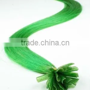 Light Green 100% Remy Human Hair Extension,U Tip Prebonded Hair Extension thumbnail-1