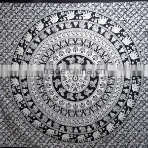 Elephant Boho Tapestry Printed Bedcover Round Tapestries Home Decor thumbnail-1