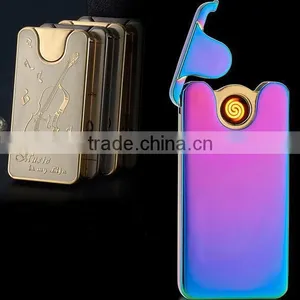 Newly Shake Ultra-thin Metal Double-sided Cigarette Lighter Environmental Protection USB Rechargeable Lighter Windproof Lighters thumbnail-1