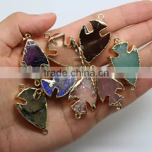 JF8557 New Style Gold Plated Natural Crystal Stone Arrow Head Arrowhead Connectors thumbnail-2