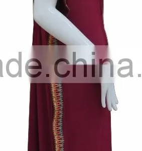 Milk Silk Square Abaya Stylish Muslim Women's Dress With Embroidery on Two Side thumbnail-4