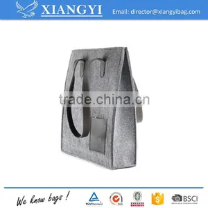 Customized Large Capacity Felt Shopping Handbag Tote Shopping Shoulder Bag With PU Leather Cell Phone Pouch Supplier's Choice thumbnail-3