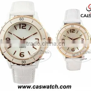 Indent Round Case Side Leather Band Newest Pair Watches thumbnail-1