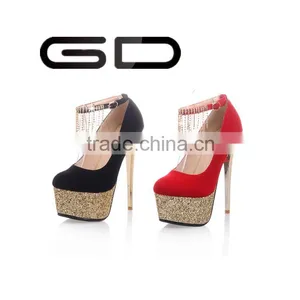 Newest Suede Leather High Heels Platform Single Shoe for Evening Dress thumbnail-3