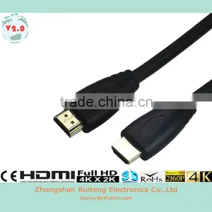 V2.0 Black HDMI Cable With Ethernet and Gold Connector Support 3D and 4K From 0.5-40m thumbnail-1