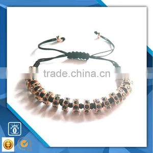 Wholesale Fashion Men Custom Rose Gold Bracelet Black Zircon Stone Jewelry thumbnail-1