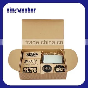 5pcs High Quality Custom DIY Rubber Wooden Stamp Set With Ink Pad thumbnail-1