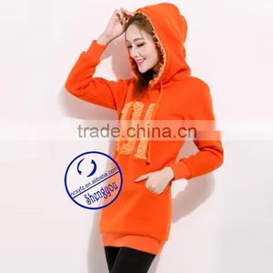 Wholesale Womens Cheap Extra Long Applique Hoodie thumbnail-4