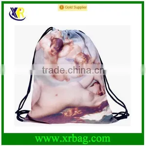 Women Mochila Man Gym Bags Travel Backpack Angel Printing Small Drawstring Bags thumbnail-1