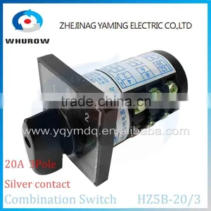 Combination Switch HZ5B-20/3 Silver Contact Ui 380V Ith20A 3 Poles 3positons(1-0-2) Cam Rotary Universal Changeover Switch thumbnail-1