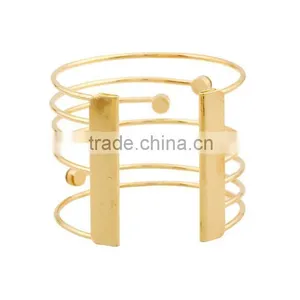 2016 Custom Jewelry Factory Wide Bangle Bracelets Gold thumbnail-1
