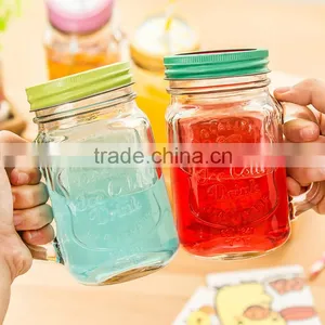 Square Juice Drinking Glass Mason Jar Wholesale With Lids and Straws thumbnail-6