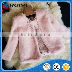 High Quality Women Clothes Rabbit Fur Coat Wholesale Boutqiue Slim Faux Ufr Winter Coat thumbnail-2