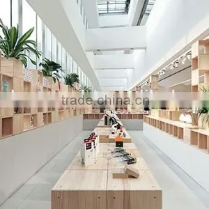 Natural Fresh Wood Retail Furniture Computer Shop Interior Design thumbnail-3
