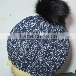 100% Acrylic Winter Knitted Hats With Pompoms thumbnail-5