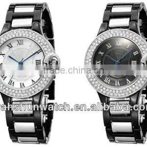 Lovers Black and White Crystal Ceramic Watch thumbnail-1