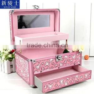 High Quality Aluminum Beauty Box For Makeup PVC Cosmetic Bag With Lock thumbnail-4
