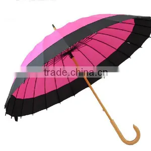 Fashion 16k Straight Edge Wind Breaker Umbrella Wooden thumbnail-4
