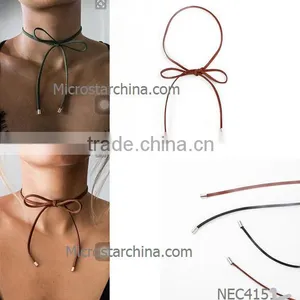 2016 Fashion Retro Long Women Chain Leaf Pendant Black Velvet Choker Necklace Quality Choice thumbnail-5