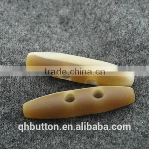 Chinese Button Beige Resin Matt Effect 2-holes Bar Toggle Button for Clothing thumbnail-3