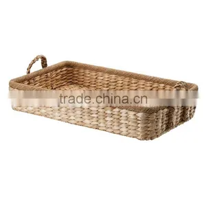 Rectangle Natural Seagrass Woven Storage Basket With Handles thumbnail-3