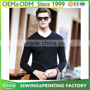 Custom Winter Mens 100% Woolen Knitted Sweater New Design V Neck Blank Knitted Sweater thumbnail-5