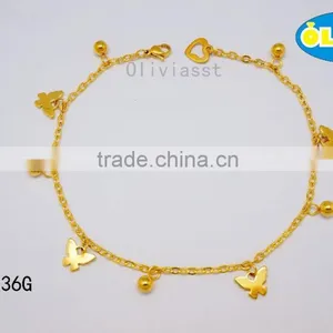 Olivia Jewelry Hot Sale Fashion Stainless Steel Gold Design Butterfly Jewelry Anklets thumbnail-1