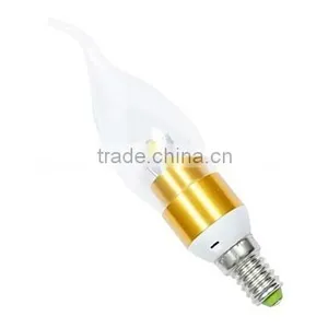 AC85-265V E14 3W 6SMD5730 Cool White Led Candle Tail Light,glod Aluminum House With Glass Cover thumbnail-2
