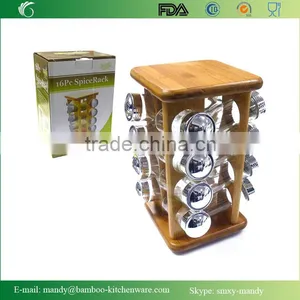 Bamboo Spice Rack, Bamboo Kitchen Rack, Bamboo Spices Organization thumbnail-2