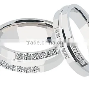 Eternity Style Zircon Casting Stering Silver Charm 316l Stainless Steel Wedding Band Ring for Lovers thumbnail-5