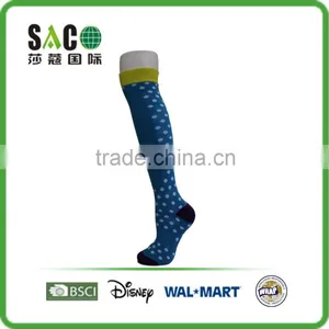 Fancy Yellow Cuff White Dots Blue Knee High Sports Socks thumbnail-4