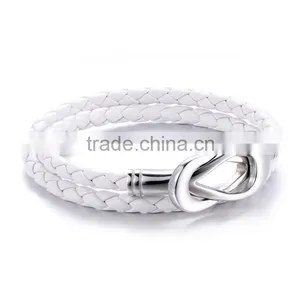 Handmade Leather Bracelet Designs, Cheap Leather Bracelets White Leather Bracelet thumbnail-3