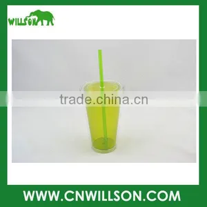 Hard Large Double Wall Plastic Cup With Lid and Straw thumbnail-2