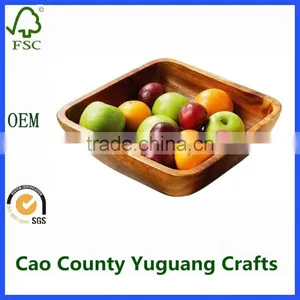 Antique Fruit Bowl Large Wood Square Fruit Serving Bowl thumbnail-1