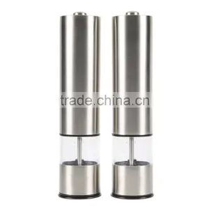 Automatic Stainless Steel Spice, Pepper, Salt Grinders and Mills -Ceramic, Battery Power, One-touch Grinder Set of 2 thumbnail-4